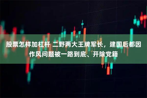 股票怎样加杠杆 二野两大王牌军长，建国后都因作风问题被一路到底、开除党籍